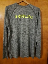 Under Armour Shirt RUN Mens XL Gray HeatGear Fitted Compression 
