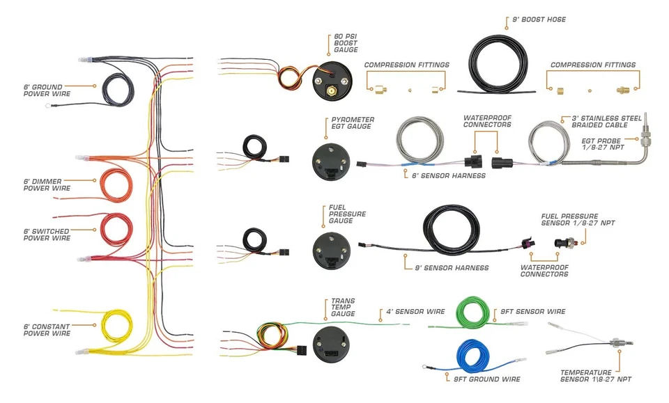 Juego GlowShift W7 calibre 4 diésel + Quad Pod para 03-09 Dodge Ram Cummins 2500 3500 Foto 2 de 4