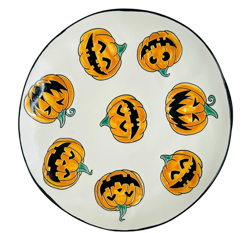 Blue Sky ELI+ANA Jack-O-Lanterns Pumpkins Set of 4 Dinner Plates 11" Halloween - Picture 10 of 17