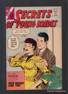 SECRETS OF YOUNG BRIDES 38 Charlton Comic Book Headlights cover! 1963 F-VF