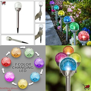 CRACK BALL STAINLESS STEEL SOLAR POWERED COLOR CHANGING LED GARDEN