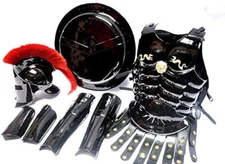 MEDIEVAL KING SPARTAN 300 MOVIE HELMET+MUSCLE JACKET BEST BLACK COSTUME Rustic