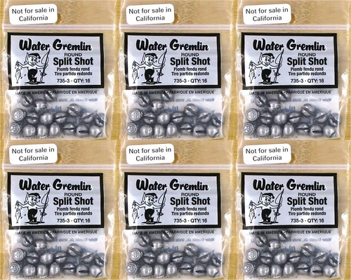 (6) Packs Water Gremlin Round Split Shot Sinkers 735-3 Brand New