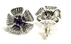 NWOT Or Paz Sterling Silver 925 Amethyst Flower Stud Earrings Made Israel PZ Au — photo 3