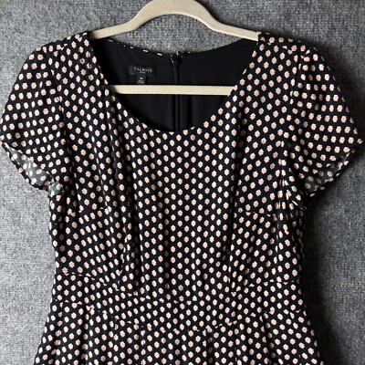 Talbots Dress Women's Petite 6P Black Prink Print Pleated Short