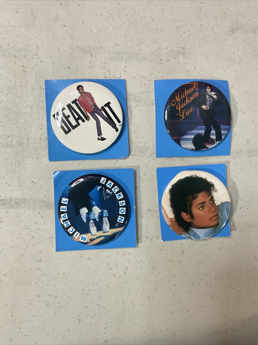 Vintage 1984 Michael Jackson Buttons Set Of 4 On Original Cards | eBay