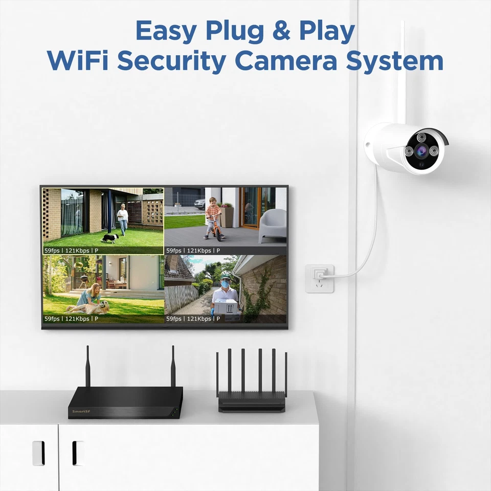 Wireless Security Camera System Outdoor Home 3MP 8CH With 1TB Hard Drive WiFi HD - Image 3 of 4