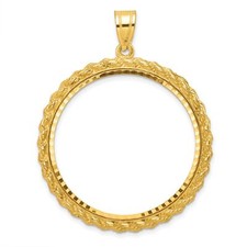 1983 1 oz Robert Frost Arts Prong Set D/C Rope Coin Bezel in 14k Gold