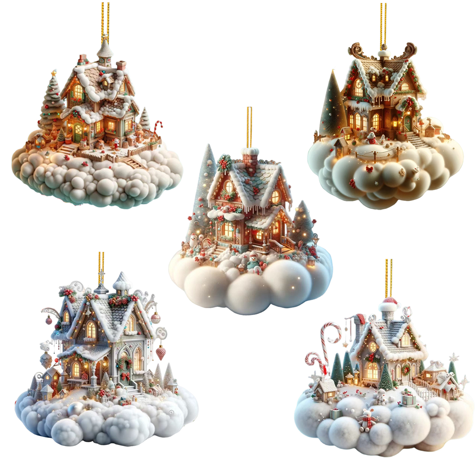 Christmas Snowhouse Santa Claus Decoration Pendant Christmas Tree Decor Pendant