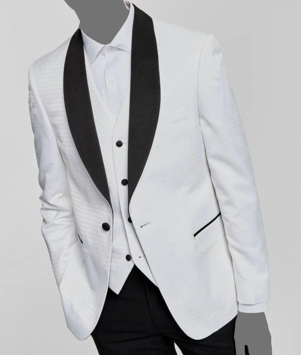 360 Alfani Men s White Slim Fit Floral Tuxedo Blazer Coat Suit Jacket Size 40S