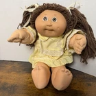 Cabbage Patch Kids Doll Girl Brown Hair Yellow Dress 1985 Coleco Vintage Dimple