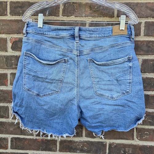 American Eagle elasticizzato taglia 10 mamma pantaloncino lavaggio medio jeans denim - Foto 3 di 5