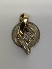 10k Yellow Gold AURA Natural Round & Baguette Diamonds Ribbon Design Pendant — photo 2
