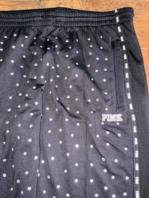 Victoria's Secret Pink Bling Rhinestones Skinny Track Pants Black L NWT RARE