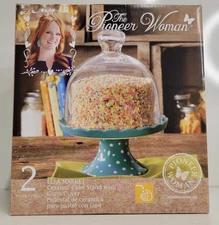 The Pioneer Woman Flea Market Ceramic Mini-Cake Cupcake Stand with Glass Cover