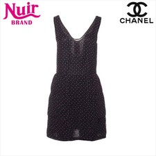 CHANEL Coco Mark Silk Sleeveless Dress P43121V31639 Dress Black x Pink WS15105 F