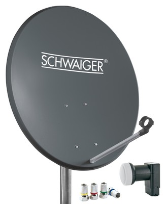 Schwaiger SAT Anlage Stahl 55cm Set Twin LNB ASTRA HD tauglich anthrazit