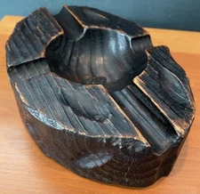 Vintage Mid Century Modern Witco Style Hand Carved Wood Cigar Ashtray Tiki