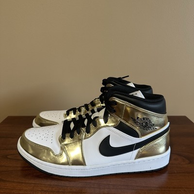 Nike Air Jordan Mid SE Metallic Gold Black White Men's Size New 
