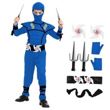 Kids Ninja Costumes Set Dragon Ninja Costume Halloween Ninjas Kids-L-8/9T Blue