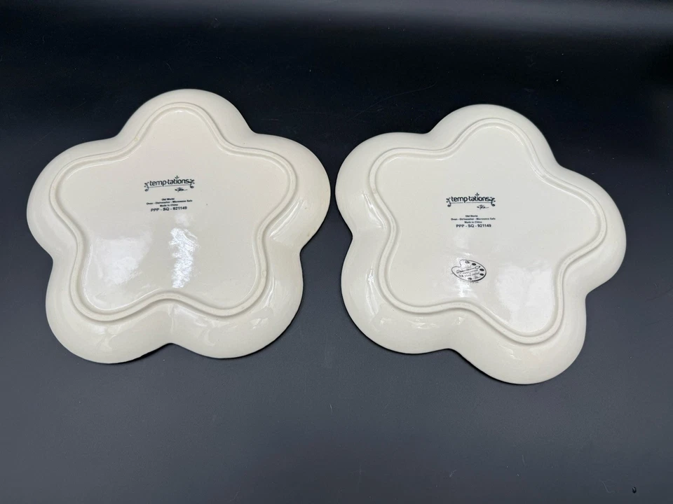 2 Platos de Postre Temptations by Tara Old World Azul Almuerzo Forma de Flor Foto 2 de 2