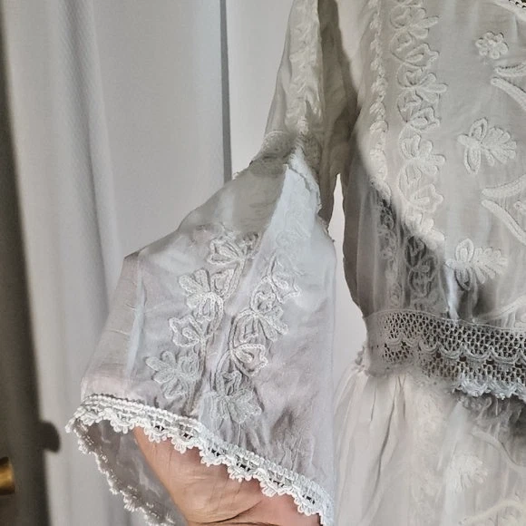 Vestido Melissa Odabash Mujer Boho Blanco Encaje Crochet Campesino Bordado M Foto 3 de 4
