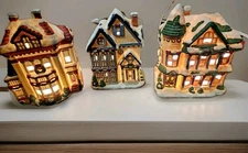1993 House of Lloyd Ceramic Lighted Christmas Village Houses Set of 3 Victorian 