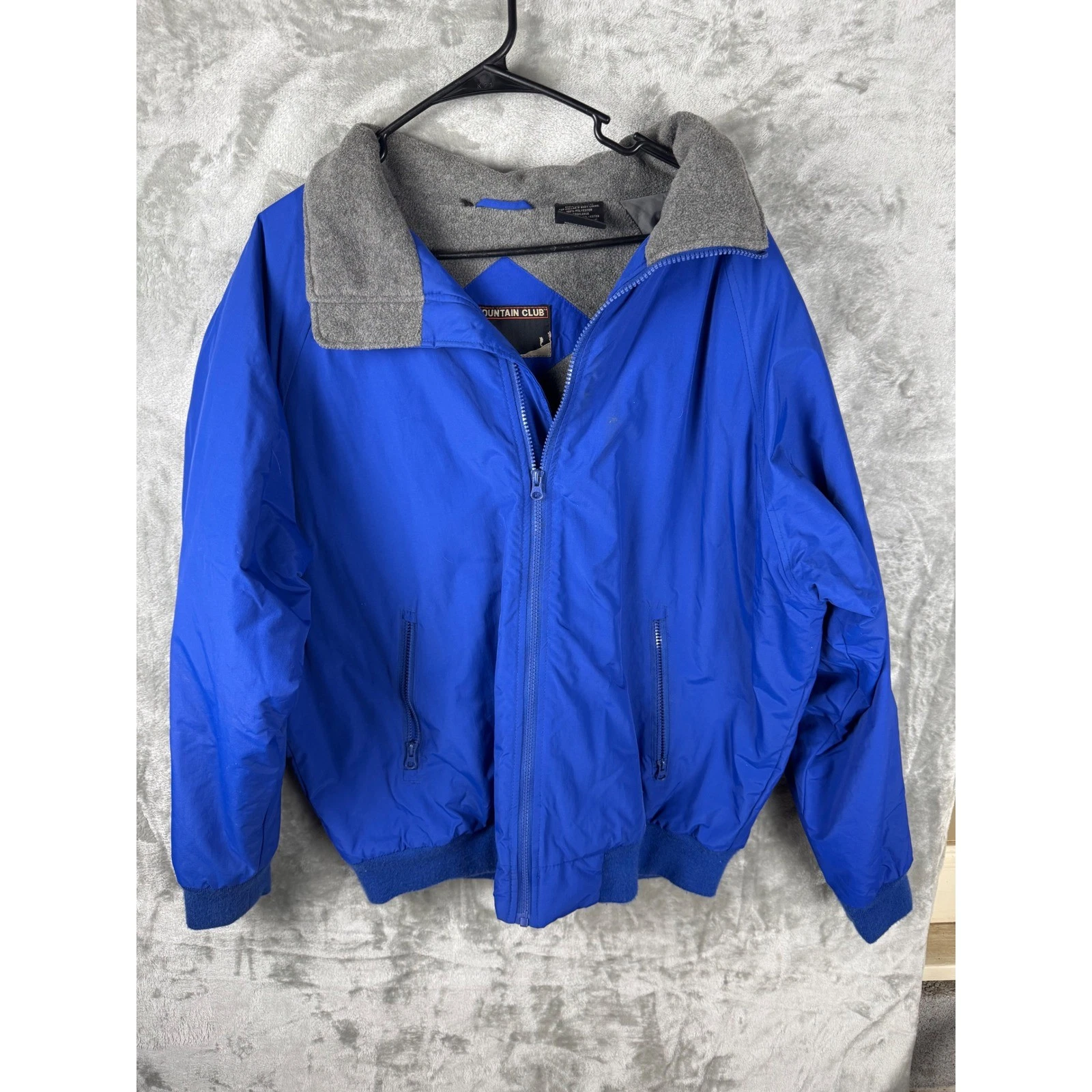 Mountain Club Blue Fleece Lined Jacket Men's L Zip Front Outdoor Casual Coat