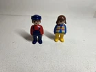 Vintage Playmobil 123 People Figures Lot Of 2: Train Conductor And Girl