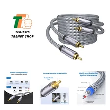 Subwoofer Cable 20ft/6M,RCA to RCA Audio Cable 24K Gold Plated Plug Double Sh...