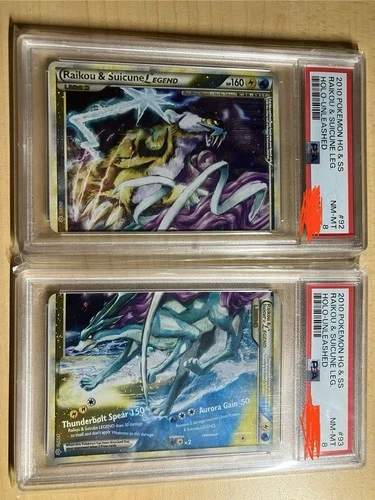 Raikou & Suicune Legend Top 92/95 And Bottom 93/95 SEQUENTIAL PSA 8