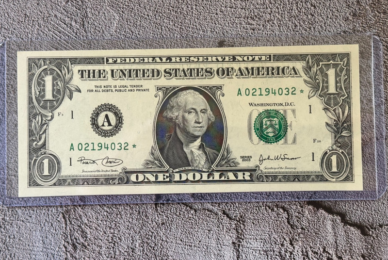 2003 $1 Federal Reserve Note In Hard Cover ~ 396