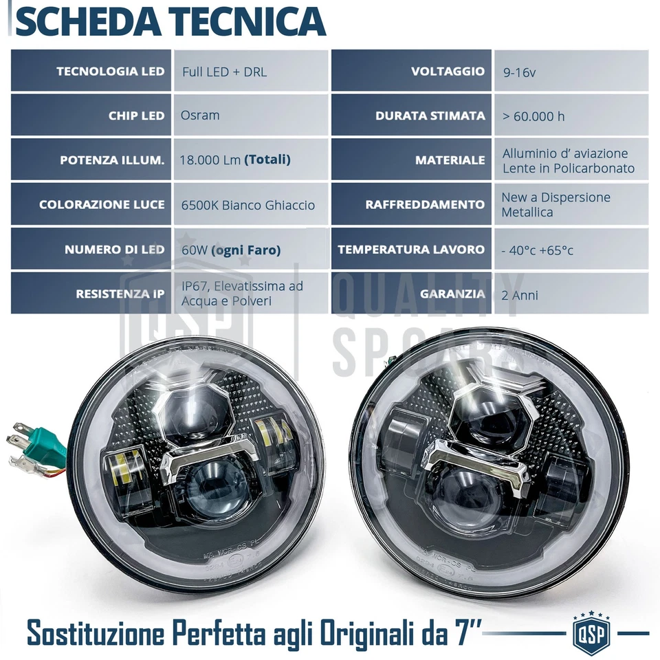 FARI Full LED Per JEEP WRANGLER JK Luce Bianca 6500K Angel Eyes  60W - Immagine 4 di 4