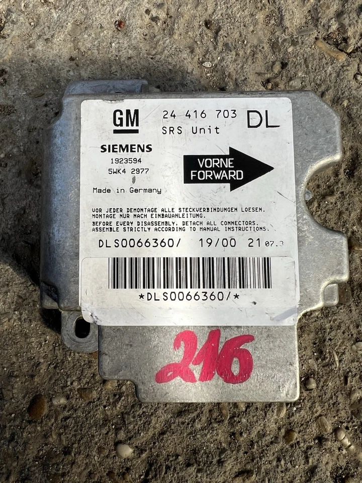 Centralina airbag sensore airbag Opel Astra G Zafira A 24416703 DL - Immagine 2 di 4