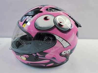 GMAX GM49Y Youth Large Pink Googly Eyes Alien Snowmobile Helmet w