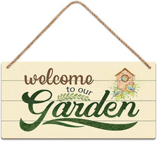 Garden Sign Decor, Welcome to Our Garden, Funny Outdoor Decorative for Garden Ba