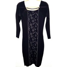 Andrew Marc Dress Womens Medium Black Knit Bodycon Viscose Nylon Going Out Y2K