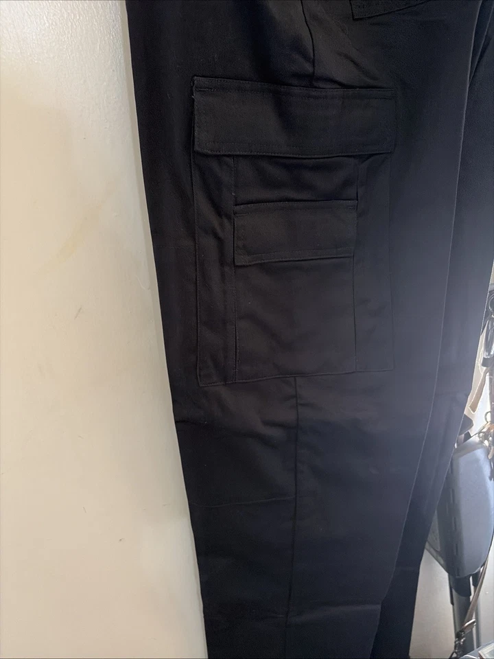 Uniformes Naturales Clásicos 6 Bolsillos Chef Carga Pantalones Uniforme de Trabajo Negro Mediano Foto 3 de 4