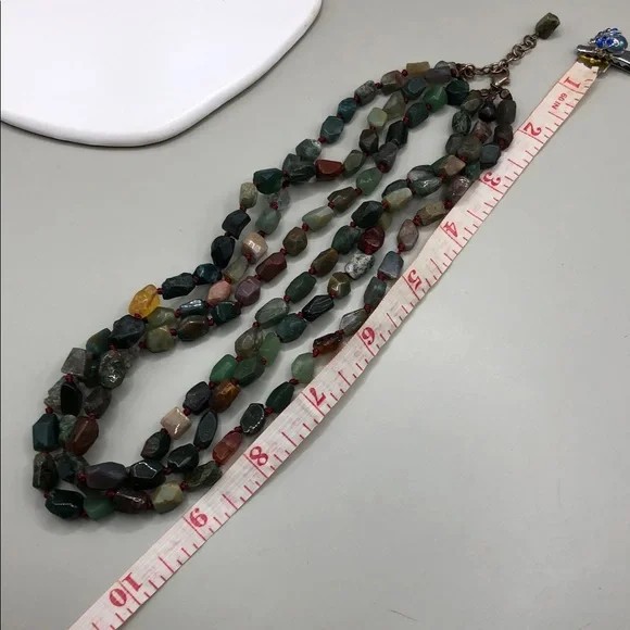 Triple layer layered stone gemstone necklace ster… - image 4
