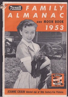 Rexall Family Almanac & Moon Book 1953 Jeanne Crain on cover