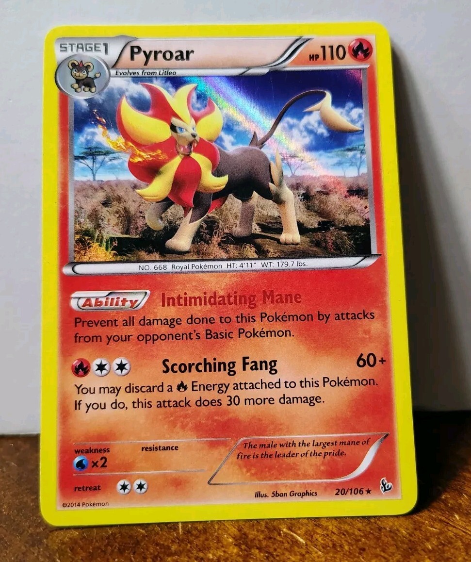 POKEMON PYROAR 20/106 HOLO RARE FLASHFIRE LP