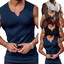 Mens Sports Vest Workout Athletic Tank Top Sleeveless Muscle Shirts Quick Dry