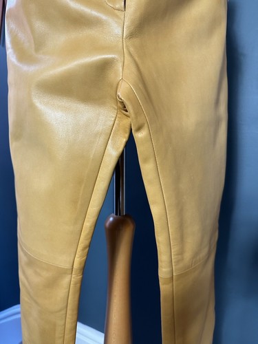Chanel Vintage Leather Trousers - Mustard Colour - XS Size 6 34/36 Silk Lined - 第 20/24 張圖片