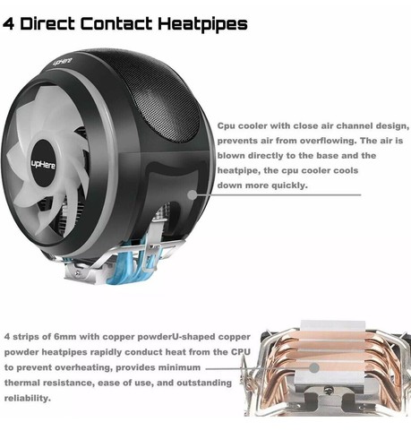 upHere CCF150ARGB High Performance CPU Air Cooler w FREE RGB fan controller /New - Picture 5 of 9