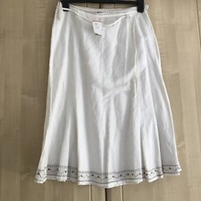 100% Linen Cream Skirt With Embroidery Detail Nwt