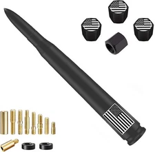 Truck Car Bullet Antenna with Valve Stem Caps for GM 7 inch, Matte Black 