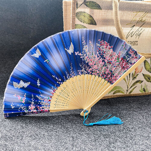 Vintage Style Silk Folding Fan Chinese Japanese Pattern Art Craft Gift Home Deco - Picture 8 of 32
