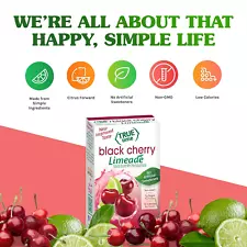TRUE LIME Black Cherry Limeade Drink Mix (10 Packets) | Made from Real Limes | N