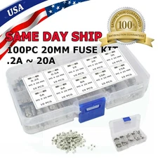 100Pcs 5x20mm Quick Blow Glass Tube Fuse Assorted Kits Fast Action Glass Fuses