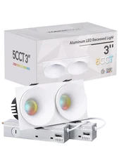 5CCT LED 3inch Recessed Lighting with J-Box, 12W Trimless Ceiling Downlight
